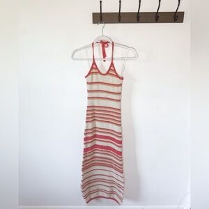 Freshman 1996 Halter Crochet Knit Midi Dress